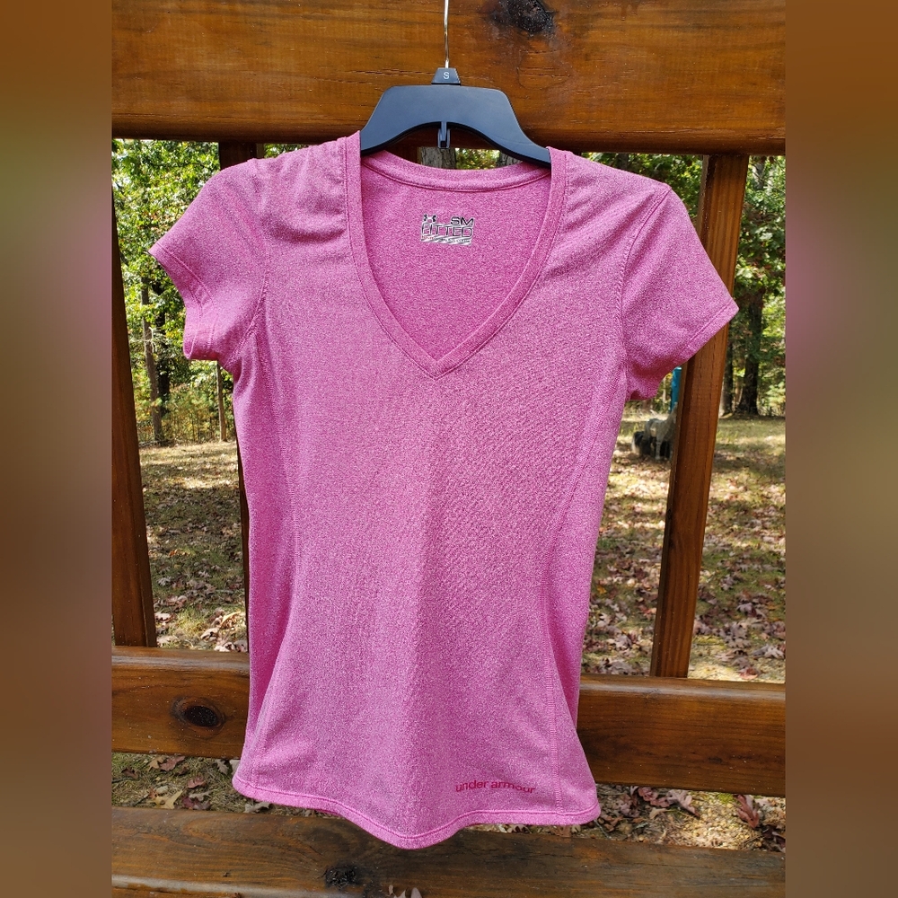 Under Armour Women's Pink V-Neck Tee